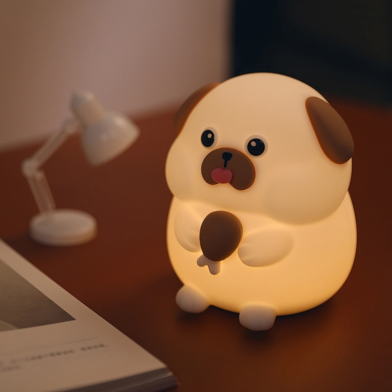 Kids Cartoon Gift Puppy Led Night Light Sleep Cute Dog Rechargeable Night Light Silicone Night Light for Bedroom