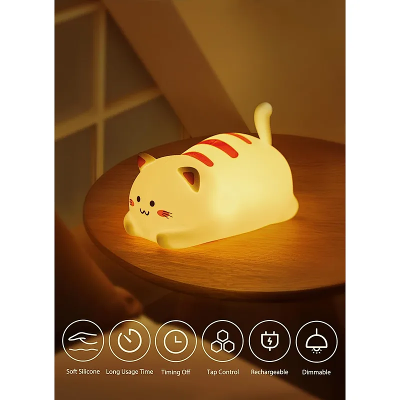 Cute Cat Silicone Night Lamp a Perfect Gift for Kids and Cat Lovers