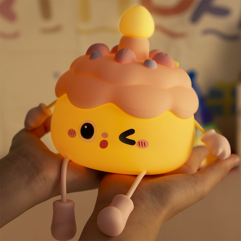 Cute Gift Birthday Cake Phone Holder Children Night Light Bedside Room Decoration Smart Lights for Kids Baby