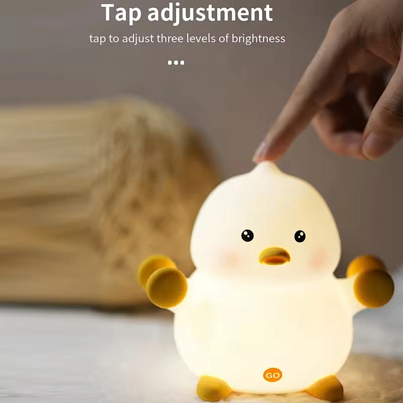 Cute Duck Tap Control Baby Kids Toys Tap Rechargeable Led USB 1200mAh Battery Silicone Animal Night Light for Bedroom Decoration