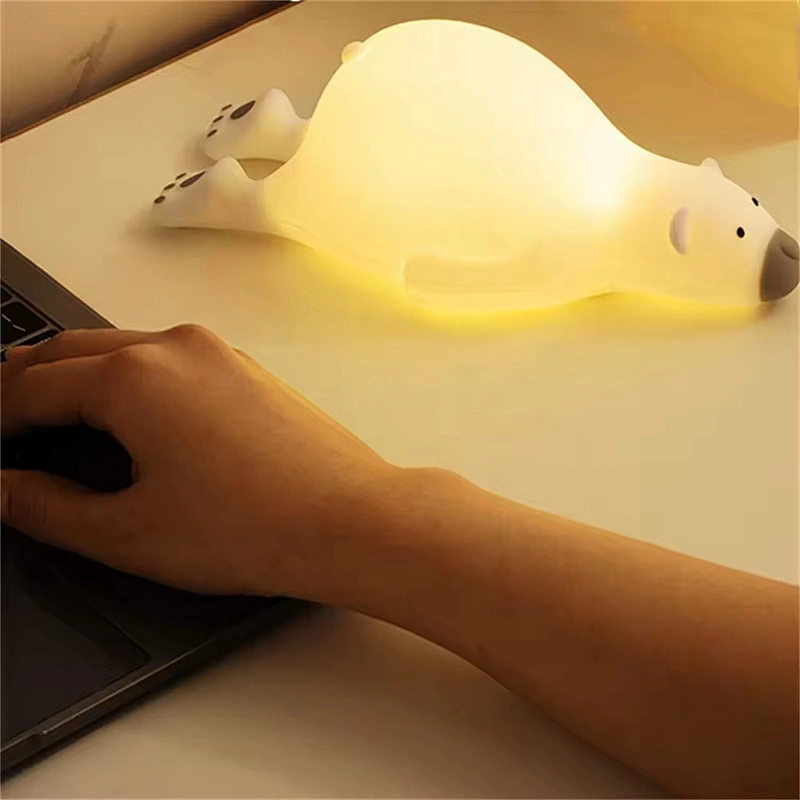 Cute Animal Lying Bear Bedroom Bedside Decoration Kids Sleeping Room Tap Pat Night Light Children Lamp for Baby Room