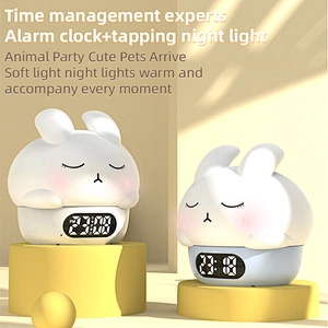 Smart Night Light Three-in-one Alarm Clock RGB Colorful Atmosphere Light Tap Control Lamp