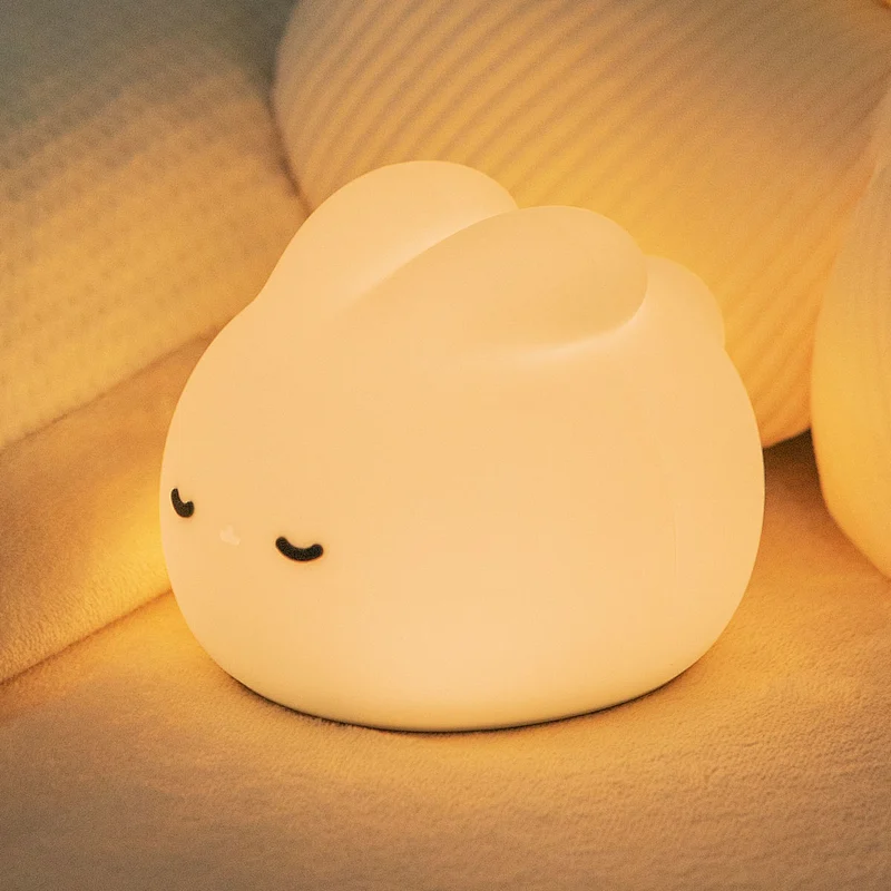 Christmas Gift Kids Children's Baby Bedroom Rechargeable Soft Touch Coloful Silicone Rabbit Night Light for Kids Bed Lamp