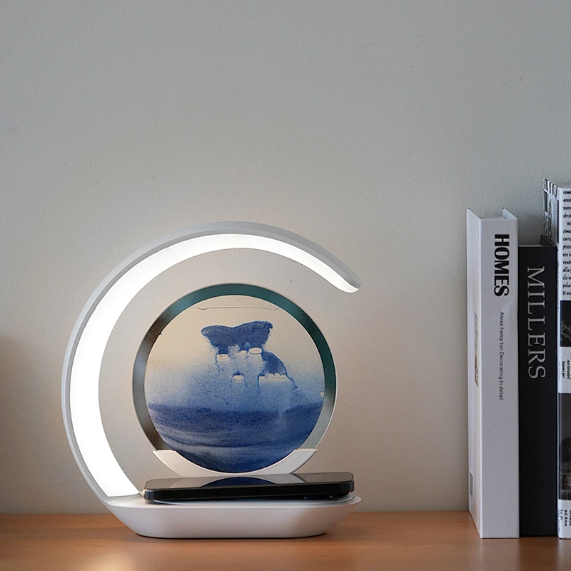 Wireless Charging LED 3D Sand Art Painting Table Night Light Desktop Decoration Atmosphere Lighting Room Home Use 5V Perfect