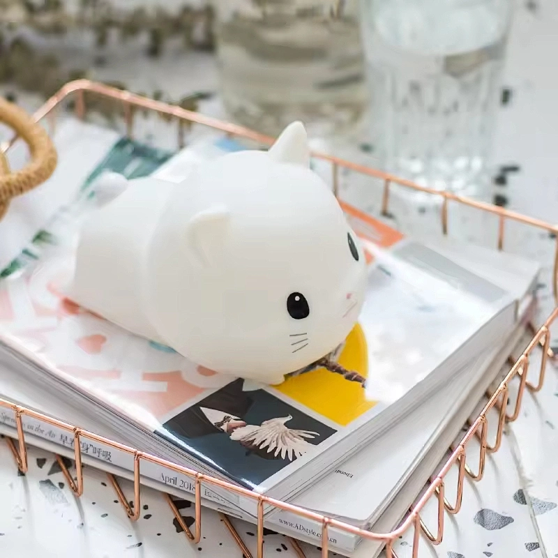 Modern Cute Cat LED Table Lamp Rechargeable Silicone Night Light for Kids Bedroom Decor Touch-Powered Mini/Middle Sizes Options
