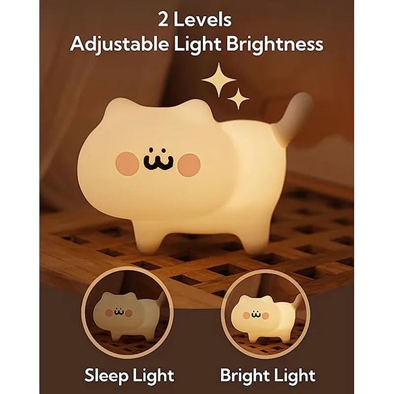 Cute Cat Led Plug Silicone Animal Lighting Table Home Lamps Modern Bed Room Decor Night Lights for Kids