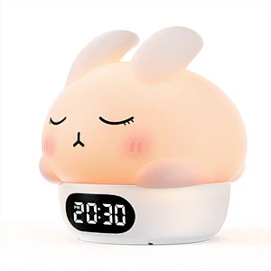 Cute Animal Rabbit Shape Night Lights Rechargeable Led Night Light with Charger Type-C Bedside Night Light for Kids Room