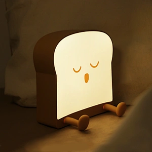 Cartoon Square Bread Night Light USB Charging LED Bedside Lamp with Bracket Creative Home Gift for Bedroom