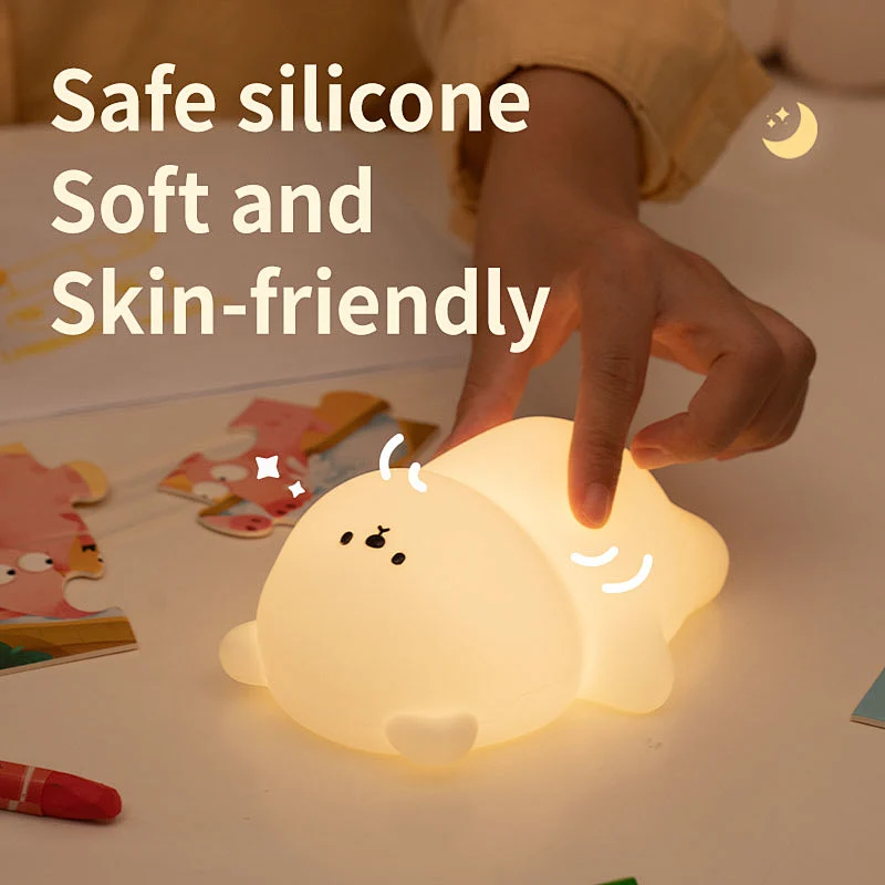 ICARER Modern Mini Family Bedroom Bear Night Light LED Projector Touch Sensor USB Rechargeable Reusable Battery Power Source