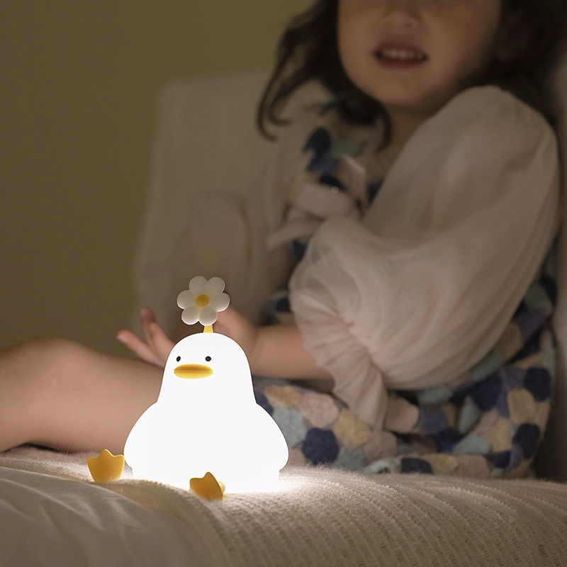 Cute Duck Night Light Bedroom Baby Nursing Eye protection Mobile Phone Stand Cartoon Cute Duck Silicone Light Birthday Gift