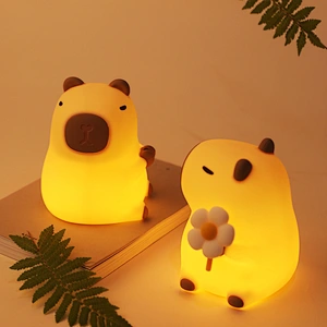 Kapybara Night Light--Flower Style Cute Shape Silicone Lamps Mini Night Light for Kids Room Use