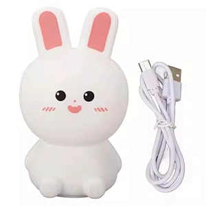 Touch Light Soft Silicone Cute Rabbit LED Lamp Rechargeable Night Light for Kids Room and Home Decor