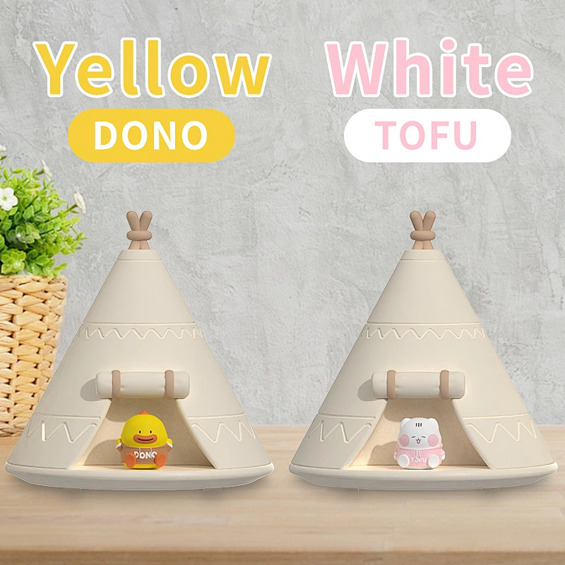 Cute Cartoon Tent Silicone Night Light USB Rechargeable Timing Dimming Sleep Night Lamp for Children's Room Decor