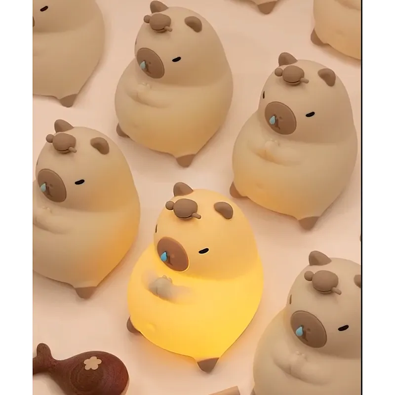 Rechargeable Cute Bear Anime Colorful Home Decoration Room Silicone Touch Night Light for Baby Kids Children