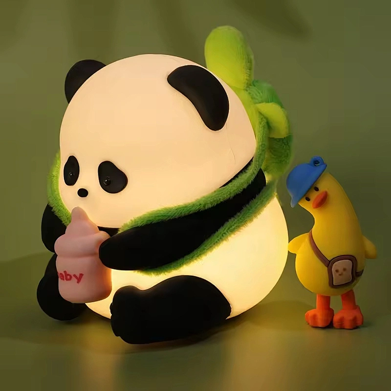 Silicone Panda Night Light With Tap Design Colorful Lamps for Kids Bedroom Home Decoration Animal Night Lights