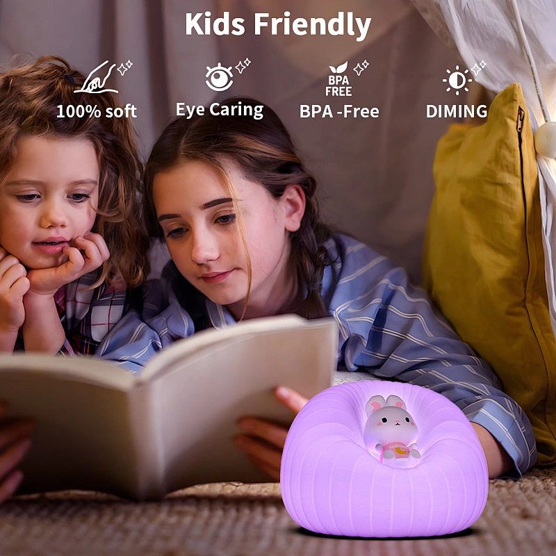 ICARER Family Silicone Night Light For Kids Table Night Lamp With 1200mAh Battery Sofa Shape Cartoon Night Light For Bedroom Use