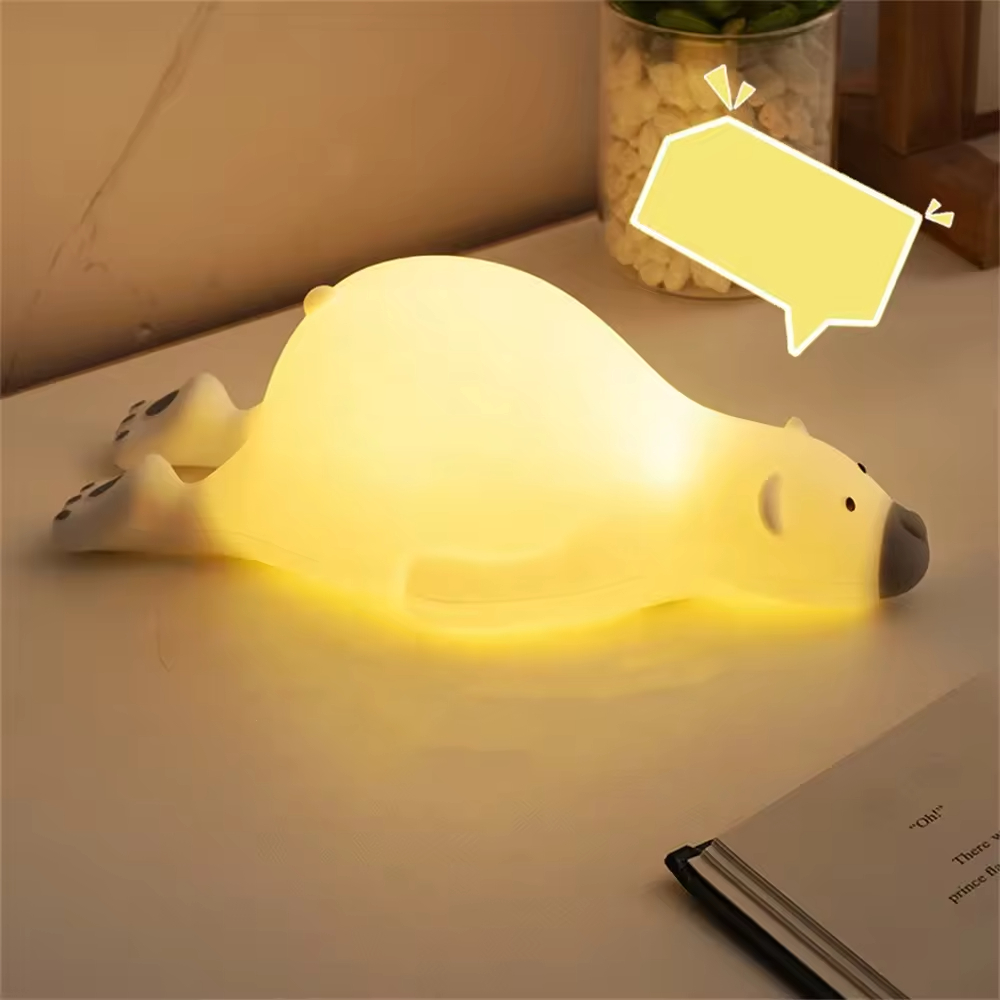 Kawaii Bear Soft Silicone Tap Control Dimmable Touch Table Phone Holder Lamp Kids Night Light for Children Baby Gift