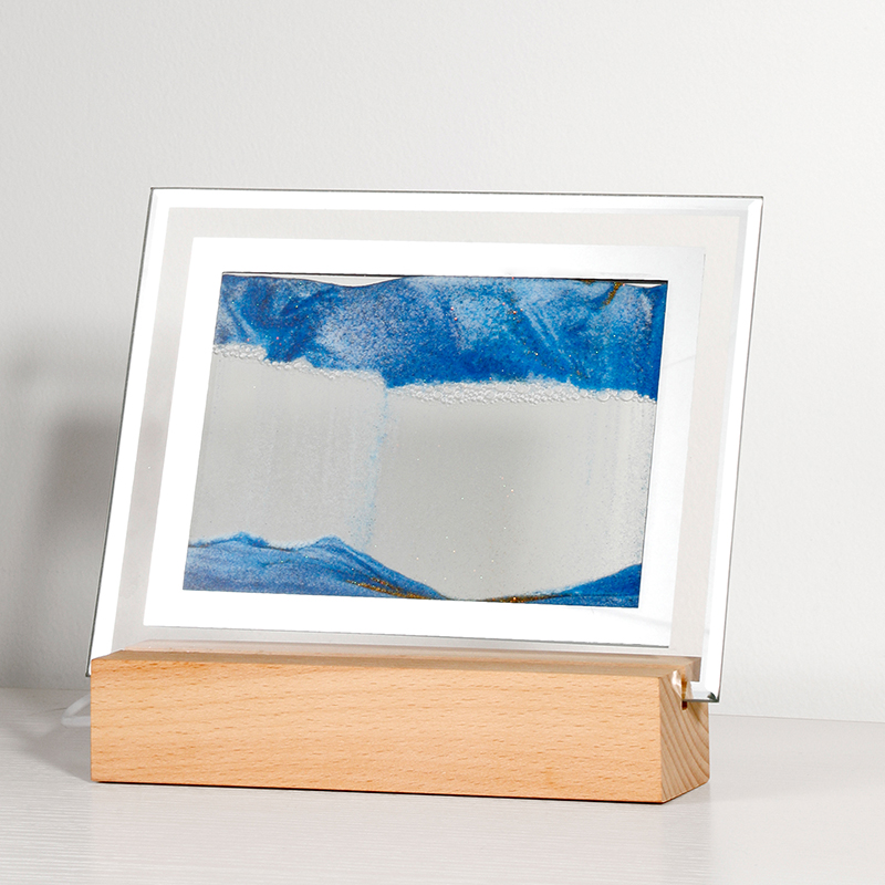 Modern Sandscape Lamp with Moving Sand Art Picture Hourglass Painting Night Light for Bedroom Use