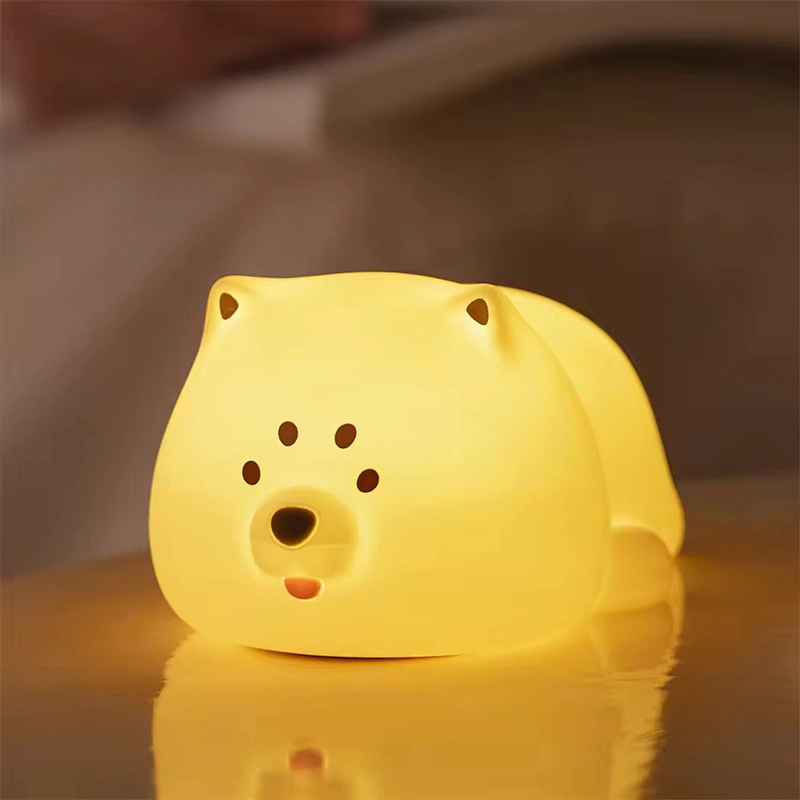 Cute Kids Soft Silicone Gift Toy Animal Dog Pat Control Home Room Unique Decoration Desk Lights Children Night Light for Decor