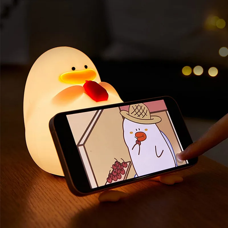 Touch Light Cute Fun Duck Night Lamp  Soft LED Light Sleep Night Light