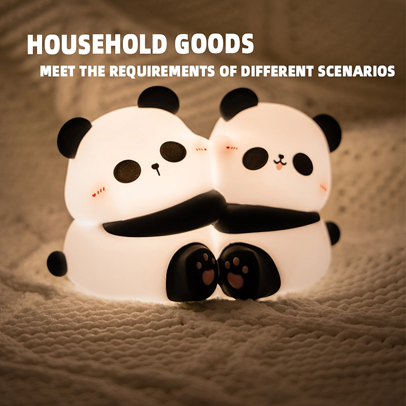 Cute Panda Silicone Pat Sensor Touch Led Rechargeable Bed Night Light Lamp for Kids Baby Children Bedroom
