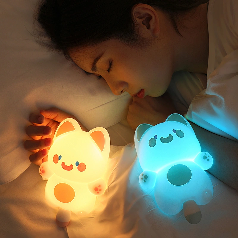 Gift Toy Cute Animal Cat Pat Touch Colorful Living Room Bedside Table Decor Light Smart Led Lamp Lighting for Kids Children Baby