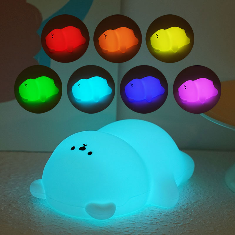 Bedroom Battery Lamps Bear Led Night Light USB Rechargeable Tap Soft Silicone Night Lamp for Kids Baby Children Girls