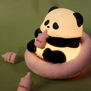 Cute Panda Silicone Animal Colorful Tap Dimmable Rechargeable USB Led Battery Kids Children Baby Smart Night Light for Bedroom