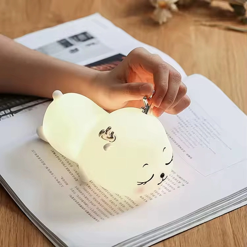 Cute Deer RGB Colorful Pat Control Bedside Decoration Home Room Unique Animal Silicone Night Light for Kids Baby Children