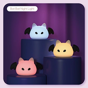 Silicone Bat Night Light  LED Light-Up Toy for Kids Mini Night Lamp for Children's Room Decorative Lighting Bedside Toy for Baby