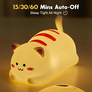 Children's LED Night Light New RGB Cat Animals Lighting Tap Silicone Touch Switch Control Mini Bedside Bedroom Use Babies Kids