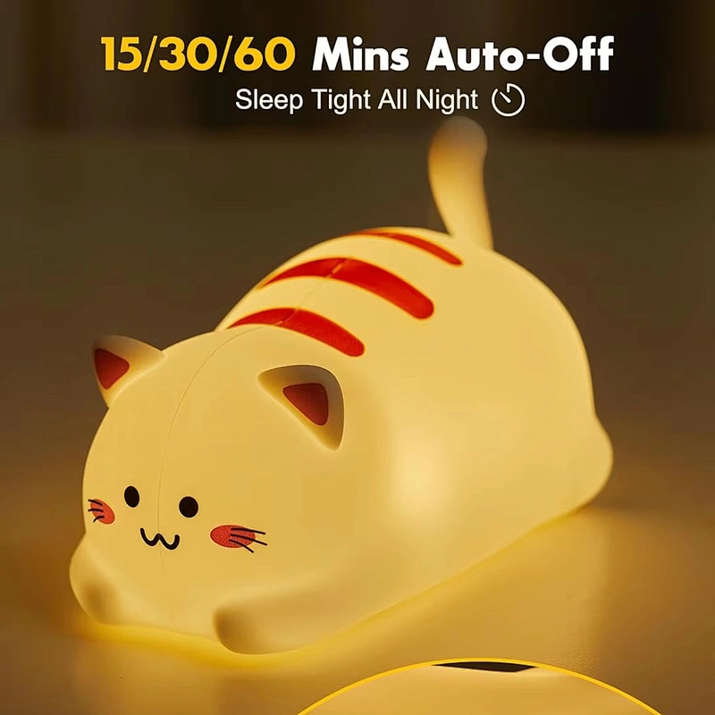 Children's LED Night Light New RGB Cat Animals Lighting Tap Silicone Touch Switch Control Mini Bedside Bedroom Use Babies Kids