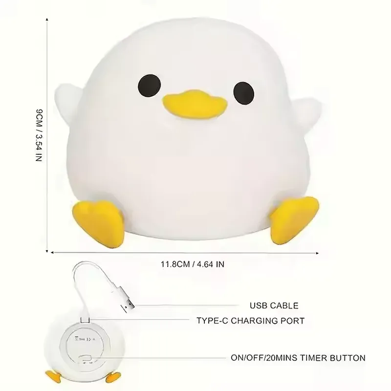 Cute Animal Duck Led Room Lights Touch Novel Rechargeable Table Lamp Baby Touch Light for Bedroom Animal Night Light for Kids
