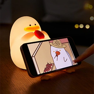 Birthday Gift Duck Nightlights Led Rechargeable Lamp USB Cartoon Silicone Night Light for Children Kids Bedroom Decoration