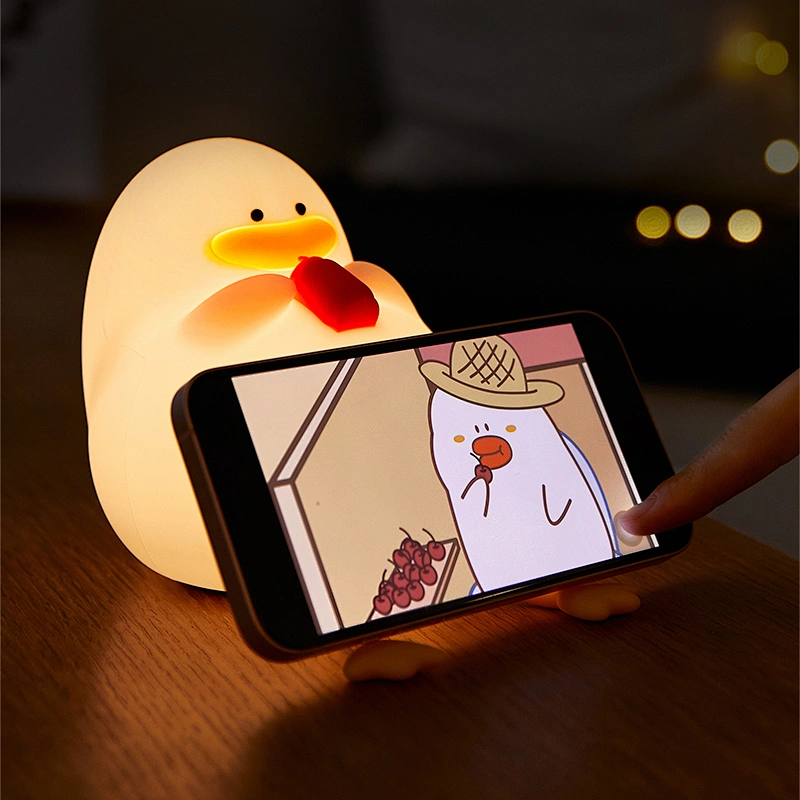 Birthday Gift Duck Nightlights Led Rechargeable Lamp USB Cartoon Silicone Night Light for Children Kids Bedroom Decoration