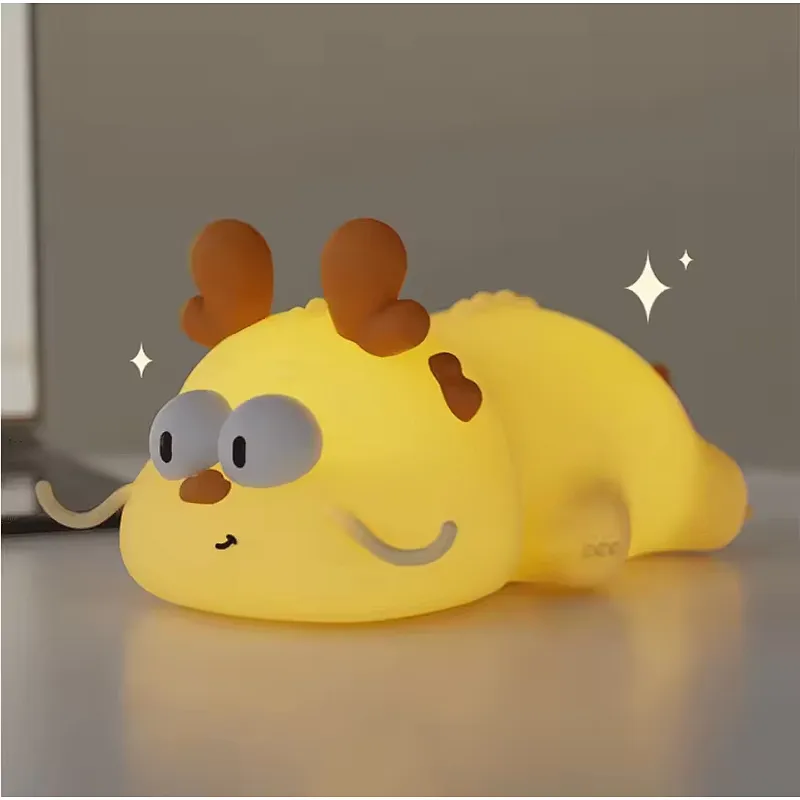 ICARER FAMILY Cartoon Animal Dragon Cute Night Light for Kids Pat Control Table Silicone Led Night Light for Bedroom