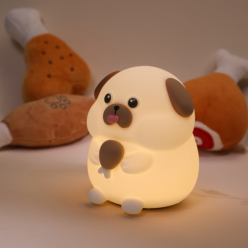 Cute Dog Night Lamp Silicone Rechargeable Puppy Mini USB Smart Sleeping Touch Led Night Lights for Kids Rooom