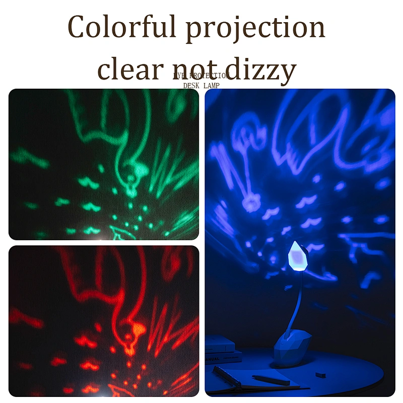 Cute Projector Study Desk Lamp for Kids Adults Gifts Adjustable Led USB Rechargeable Night Light for Kids Bedroom
