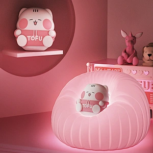 ICARER FAMILY Rechargeable Mini LED Night Light Touch Control Silicone Base Family Bedroom Lamp with USB Recharge
