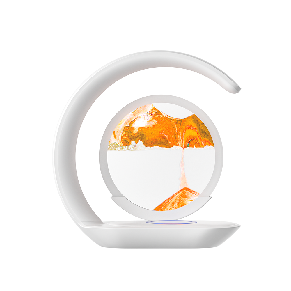 Hot Selling 3D Modern Dynamic Quicksand Art 360-Rotation Interior Decoration Lamp LED Quicksand Bedrooms Middle Glass Plug-In