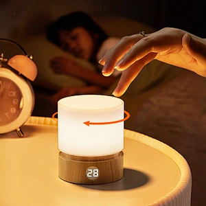 ICARER FAMILY Nursing Bedroom Wooden Led Night Light Baby Night Light Touch Sensor Table Lamp