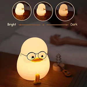 Cute Duck Silicone Tap Touch Mini Lights Home Decor Bedside USB Smart Rechargeable Night Light Lamp for Kids Baby Children