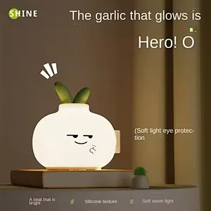 Cute Garlic You Awesome Silicone Lamp USB Rechargeable Night Light for Home Decor Touch Light