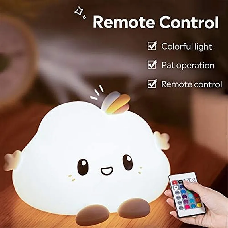 Touch-Control Cloud Night Light Soft Gentle Glow for Kids' Comfort Children Night Light