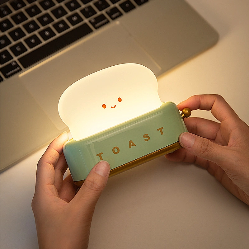 ICARER FAMILY  Bread Maker Alarm Clock Night Light LED Mini Silicone Lamp for Bedroom for Children Gift
