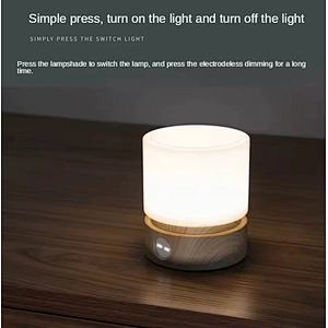 Home Decoration Wooden Cylindrical Rotating Timing Desk Warm Lamp Led Rechargeable Digital Display Bedside Night Light for Kids