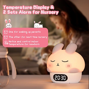 Cute Animal Rabbit Shape Night Lights Rechargeable Led Night Light with Charger Type-C Bedside Night Light for Kids Room