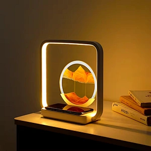 Unique Hourglass Design 15W Wireless Charger Home Decoration Desk Lights Lamp Smart Night Light for Bedroom