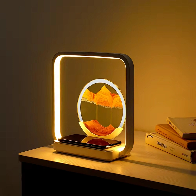 Unique Hourglass Design 15W Wireless Charger Home Decoration Desk Lights Lamp Smart Night Light for Bedroom
