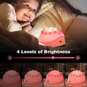 ICARER FAMILY RGB 16 Colors Cute Anime Hedgehog Pat Silicone Light Lamp Soft Kids Night Light Portable Night Lamp for Bedroom